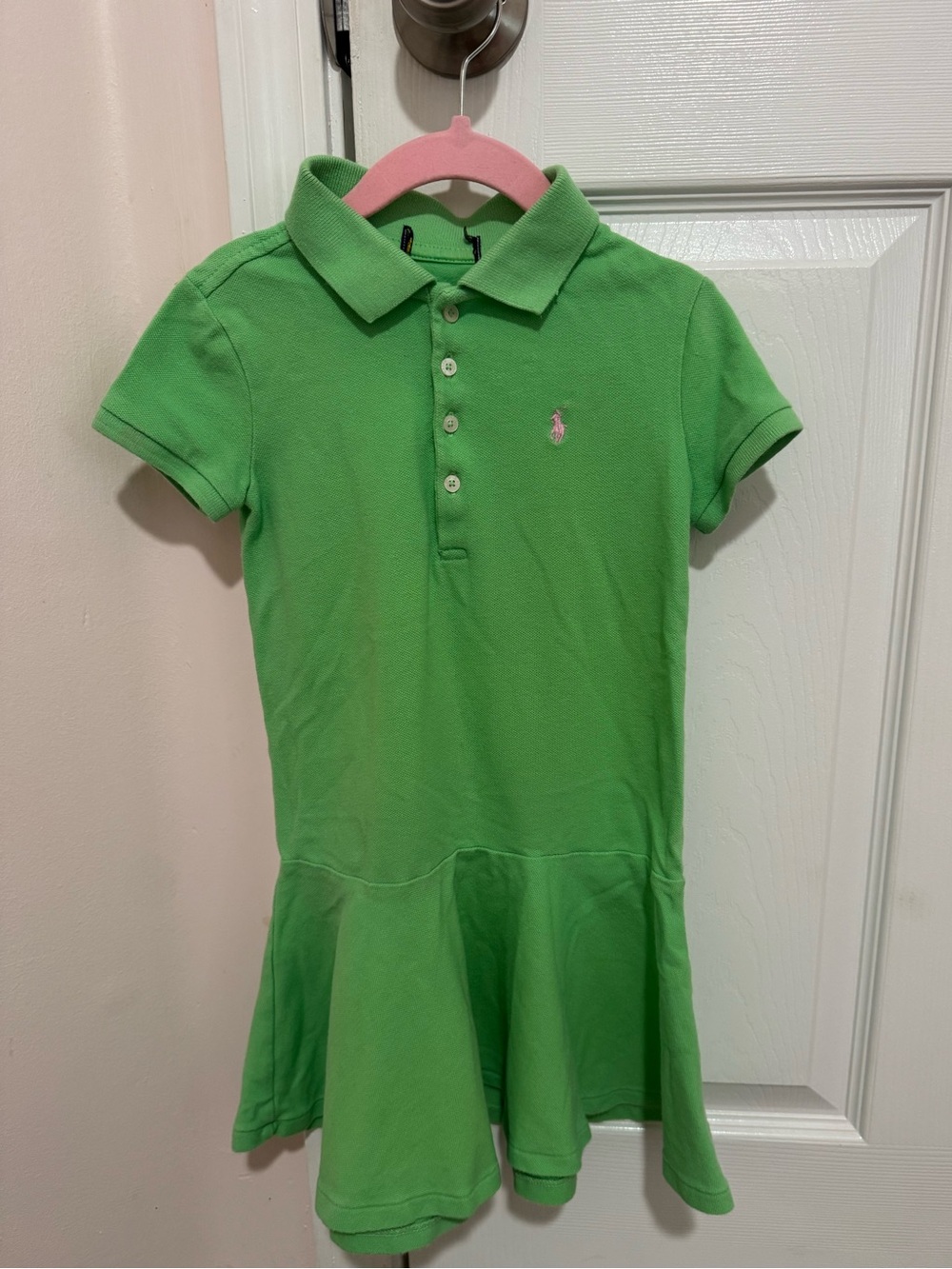 Polo Ralph Lauren Girls Sz 5 Green Polo Dress Pink Pony